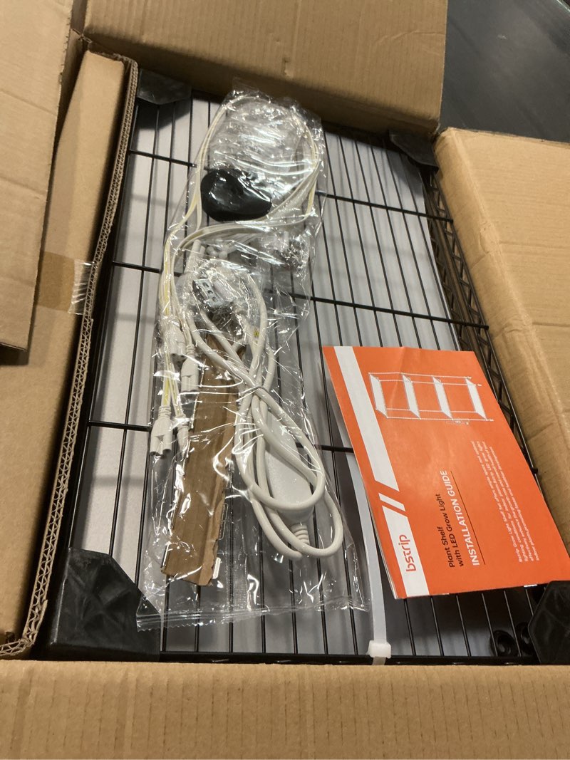 Condition photo showing Good Condition for Bstrip Indoor Greenhouse with Grow Light, 23.5"x13.8"x59" Portable Metal Greenhouse Shelves with T8 2FT Full Spectrum Grow Light & Timer, Adjustable Plant Stand for Indoor Plant, Spring Seed Starting 3-Tier Greenhouse with Light