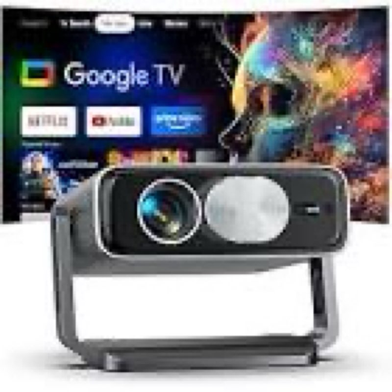 4k projector built-in google tv, 2500ansi/auto lens cap/ai voice control projector with wifi and blu