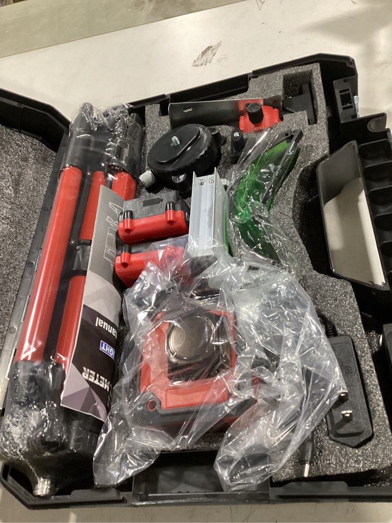 Condition photo showing New/Like New for 16 Lines Self-Leveling Laser Level with Tripod, 4x360°4D Green Cross Line Vertical & Horizontal Laser for Construction,Home Renovation,Remote Controller&Durable Case Luxury suitcase box