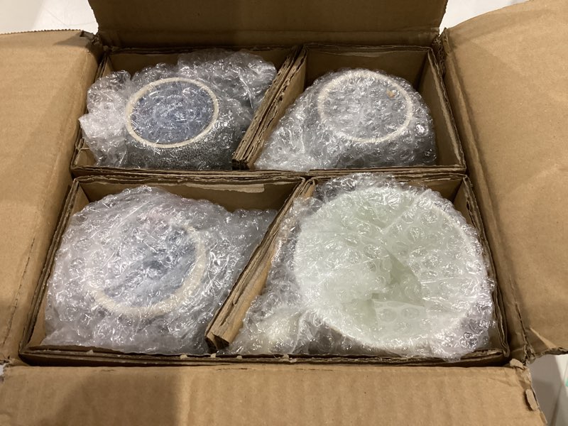 Condition photo showing Good Condition for Bosmarlin Ceramic Coffee Mug Set of 4, 17 Oz, Coffee Cups with Big Handle, Microwave Safe, Unique Reactive Glaze (17 Oz, Grey White) 17 Ounces Grey White