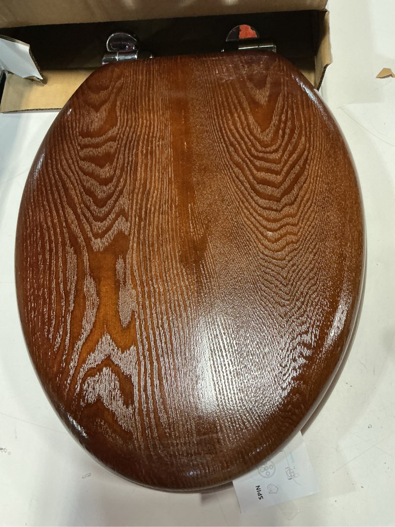 Condition photo showing Good Condition for Angel Shield Elongated Wood Toilet Seat with Quiet Close,Easy Clean,Quick-Release Hinges(Elongated,Dark Walnut)