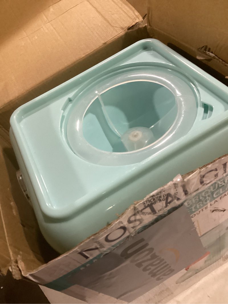 Condition photo showing Good Condition for nostalgia snow cone shaved ice machine - retro table-top slushie machine - includes 1 reusable plastic cup - aqua aqua retro