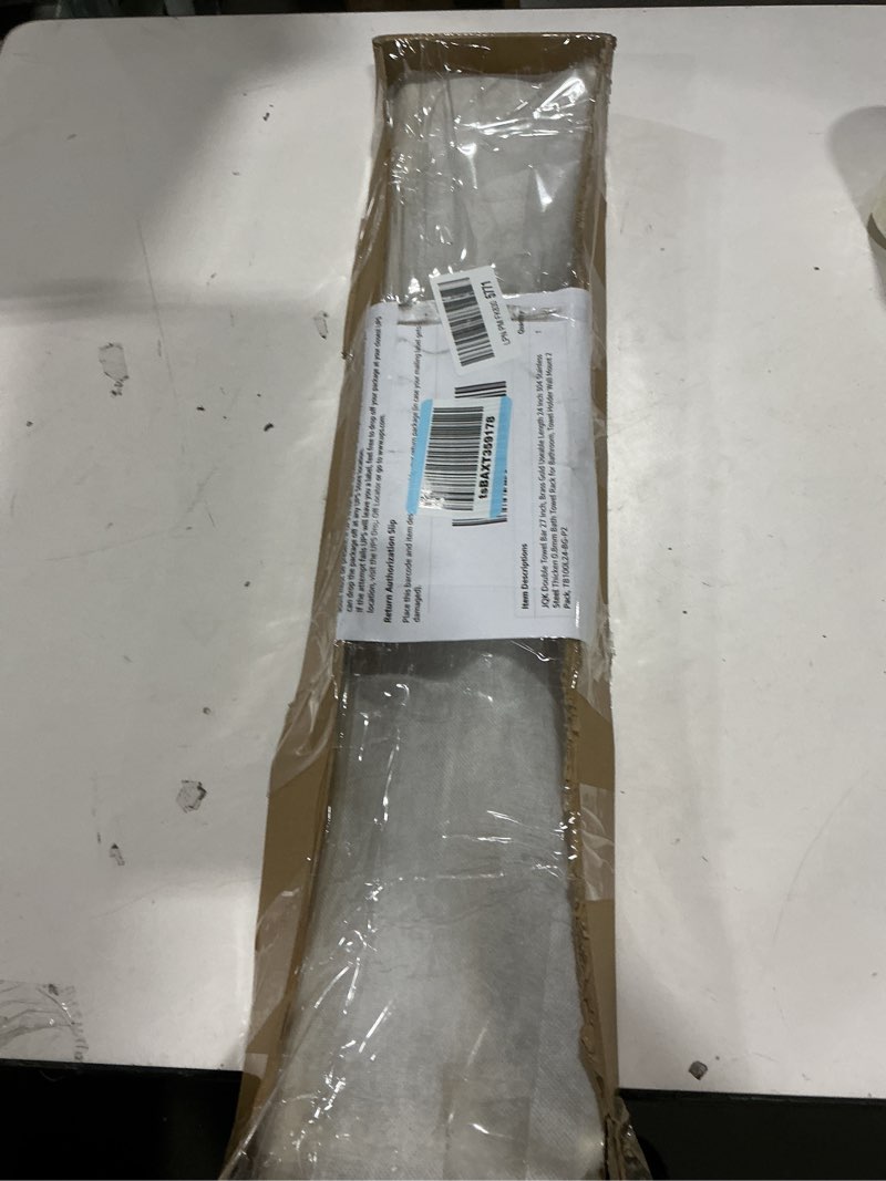 Condition photo showing Good Condition for JQK Double Towel Bar 27 Inch, Brass Gold Useable Length 24 Inch 304 Stainless Steel Thicken 0.8mm Bath Towel Rack for Bathroom, Towel Holder Wall Mount 2 Pack, TB100L24-BG-P2 27 Inch (2 Pack) Brushed Gold