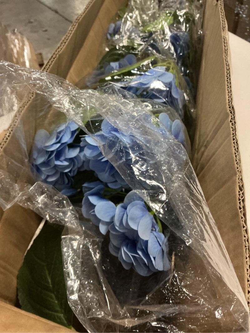 Condition photo showing Good Condition for 3ft blue hydrangea artificial flowers tree large real touch faux silk hydrangea plants potted fake flower in black pot for home indoor outdoor front porch garden entrance living room decor, 2 pack blue-3ft-2pcs 3ft-style 1