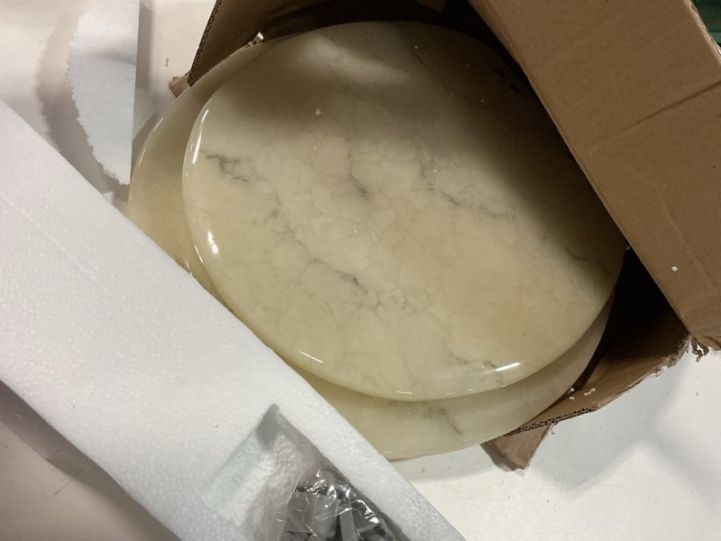 Condition photo showing Good Condition for (marble white) home+solutions deluxe resin maui decorative round toilet seat - coastal decor, beach house, shells, no slam toilet, slow close, resin round toilet seats maui round
