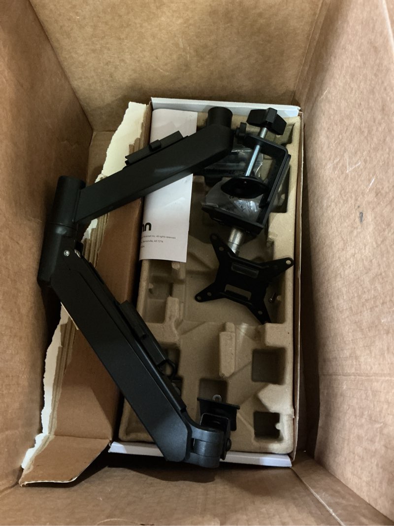 Condition photo showing As Is for onn spring assisted desk mount for 13  to 32  monitors/tvs  3x load tested  holds up to 19.8 lbs.