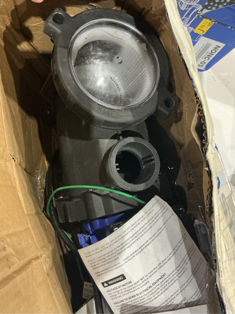 Condition photo showing As Is for aquastrong 3hp in/above ground pool pump with timer, 220v, 9350gph, high flow, powerful self primming swimming pool pumps with filter lce blue