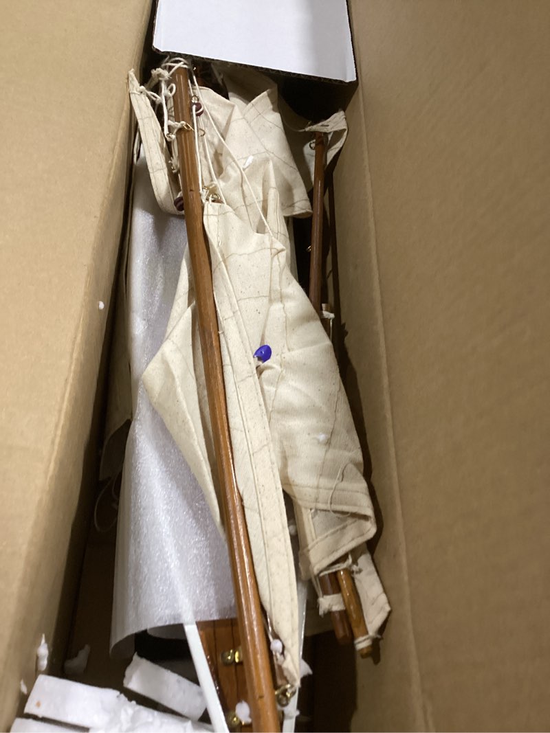 Condition photo showing Good Condition for nautimall 25" wooden sailboat model classic columbia america's cup ship nautical yacht sailboat decor classic white