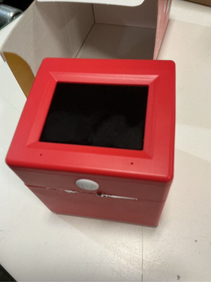 Condition photo showing As Is for smart ai voice sticker maker machine,mini sticker printer for kids, inkless portable thermal stickerbox printer with photo printing, diy label maker for scrapbooking, crafts, gift wrapping red