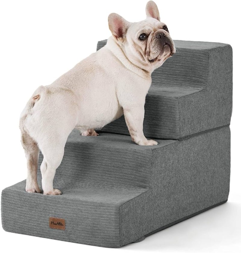 Made4Pets Dog Steps for Bed, Extra Wide Dog Stairs for High Bed Couch Sofa, 35D Foam Pet Steps for S