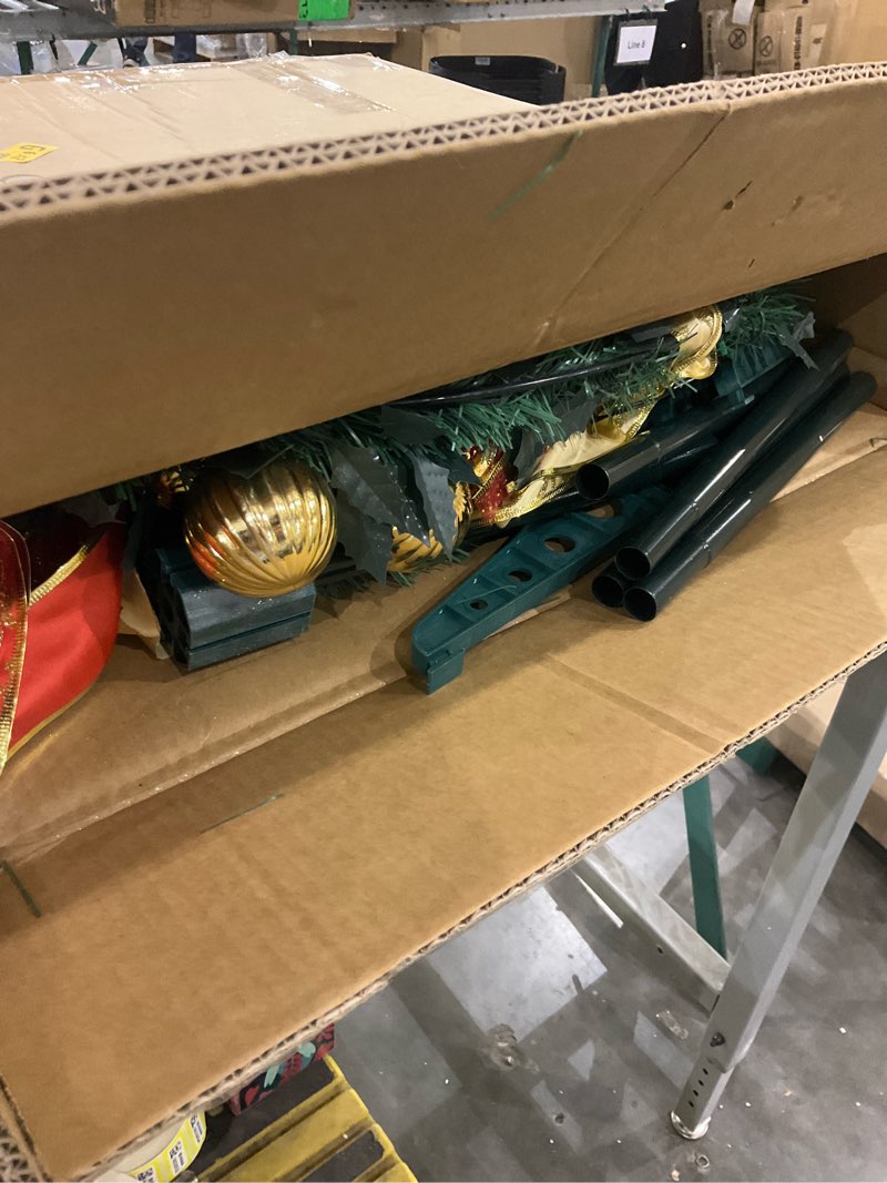 VINGLI 6ft Pre lit Pop Up Christmas Tree with Lights, Pre-Decorated Artificial Pencil Xmas Tree Coll