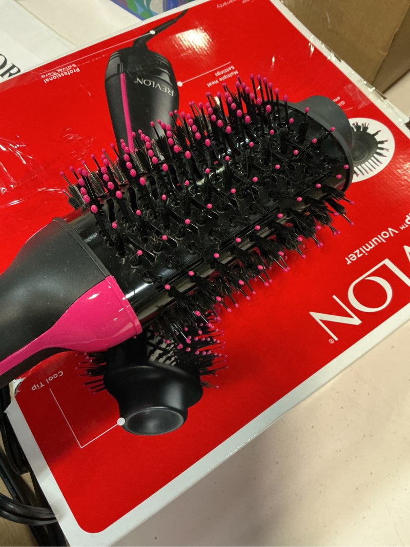 Condition photo showing As Is for revlon one-step volumizer hair dryer and styler | less frizz, more shine, and less heat damage for fast and easy salon-style blowouts, for all hair types and lengths (black) black 1.0 volumizer