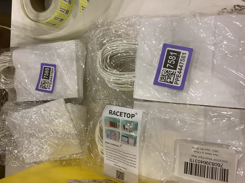 RACETOP White Paper Bags with Handles Bulk,8"x4.5"x10.8" 50Pcs,Paper Bags Birthday Wedding Party Fav