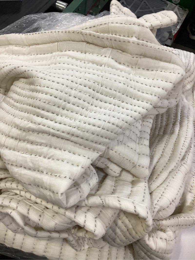 Condition photo showing Good Condition for organic cotton channel stitch coverlet set color: undyed size: king/cal king