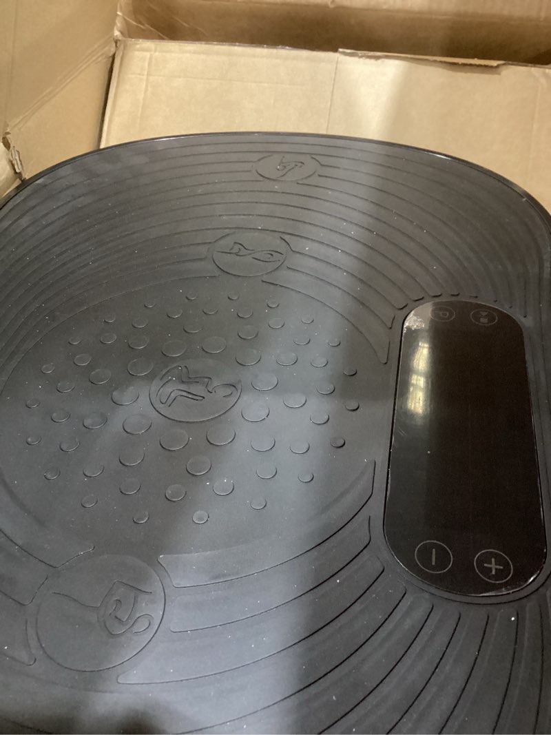 Condition photo showing As Is for merach vibration plate exercise machine, vibrating platform for lymphatic drainage weight loss muscle activation, full body home exercise equipment with led touch screen bluetooth pull cord