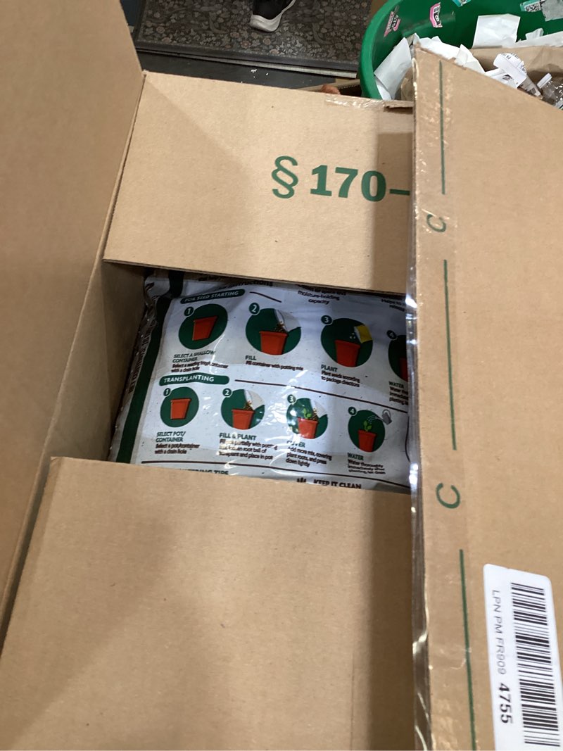 Condition photo showing As Is for miracle-gro organic indoor potting mix, protects against over and under watering, for indoor container plants, houseplants and starter plants, omri listed, 16 qt.
