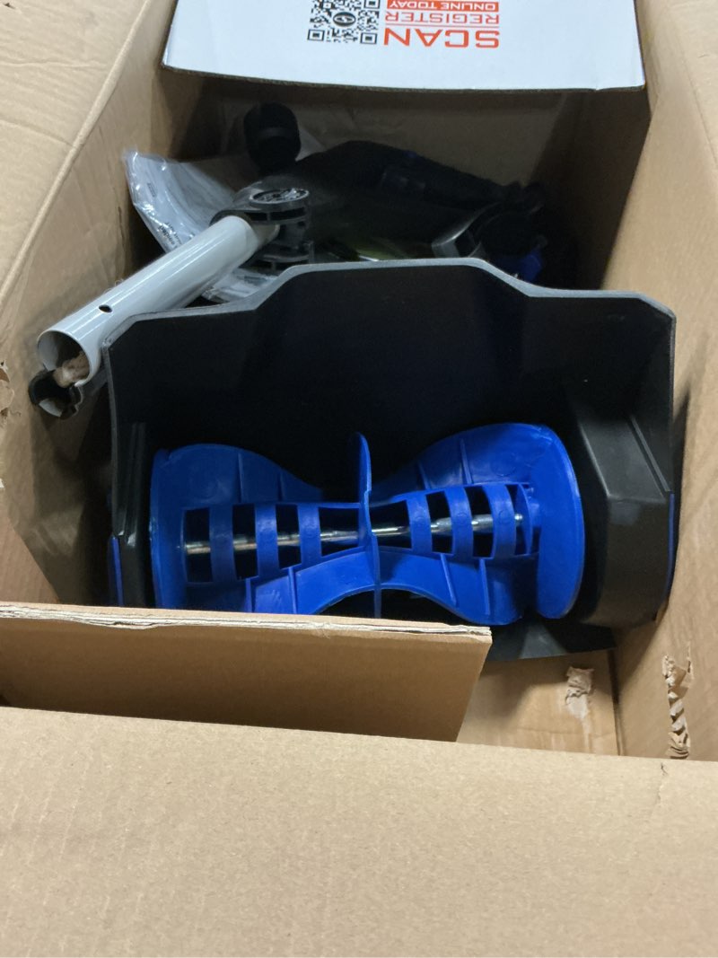 Condition photo showing As Is for Snow Joe 320E Electric Snow Shovel | 10-Inch | 8-Amp, Blue