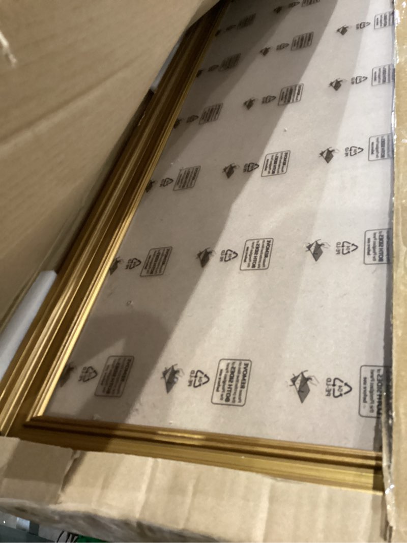 Condition photo showing Good Condition for GULETHUN 18x36 Frame, Transitional Modern Design Picture Frames, 18 by 36 Rustic Poster Frame for Home Decor, Gold Vintage Photo Frame, Horizontal or Vertical Display, Choose Size & Color Gold 18x36in