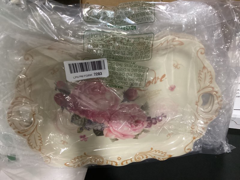 Condition photo showing Good Condition for deayou 3-pack melamine serving tray, stackable food tray with handles for eating, unbreakable large serving platter with floral print for gift, party, decor, home, restaurant, 16"l x 11"w, rectangle