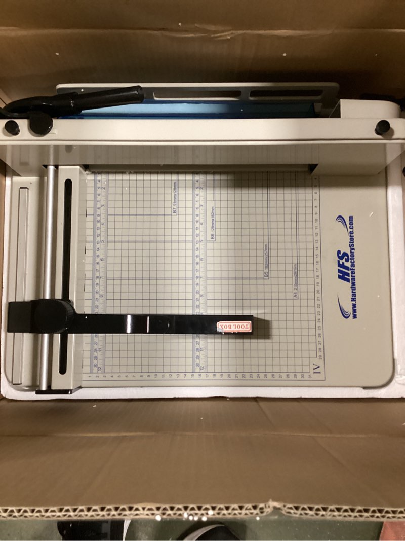 Condition photo showing Good Condition for HFS(R) Heavy Duty Guillotine Paper Cutter 400 Sheet Capacity | Solid Steel Construction (A4-12'' Paper Cutter)