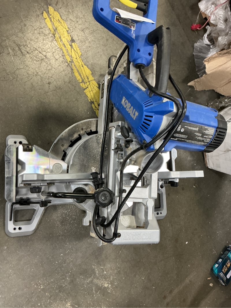 Condition photo showing As Is for kobalt compact 10-in 15-amp dual bevel sliding compound corded miter saw