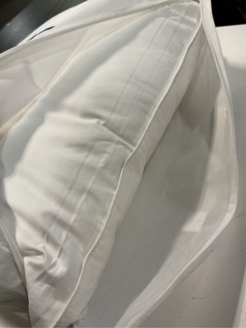Condition photo showing As Is for premium down alternative pillow, standard, firm/extra firm