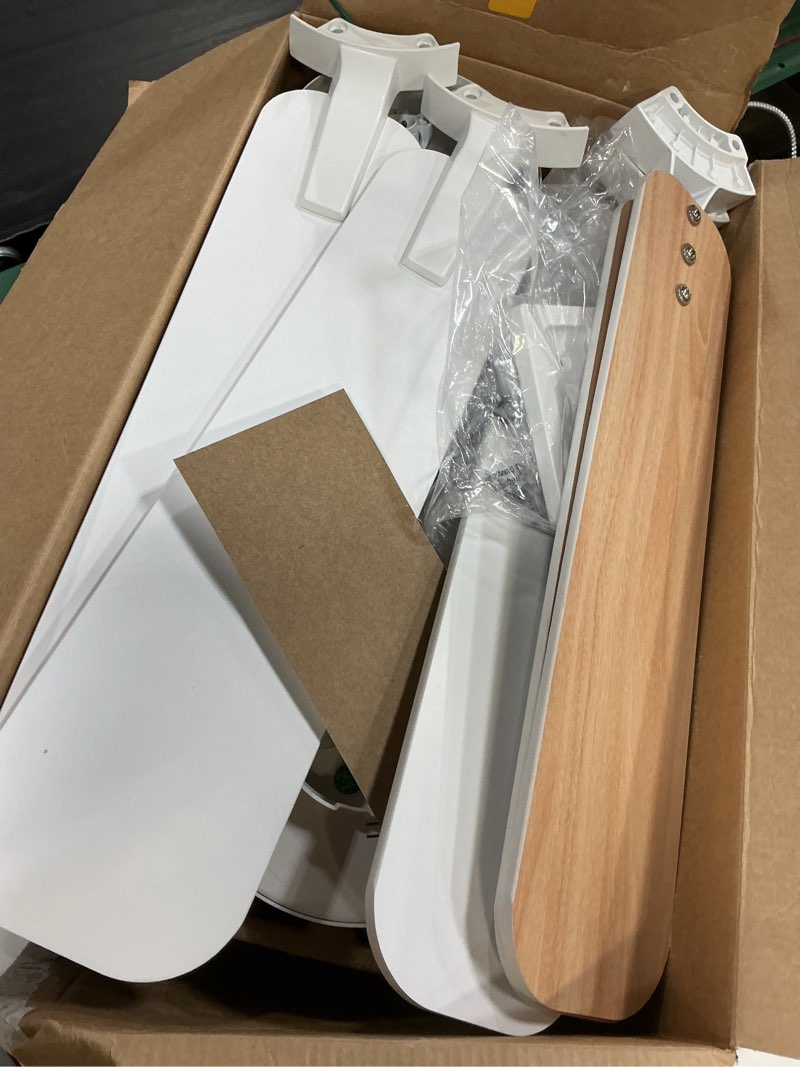 Condition photo showing As Is for harbor breeze northbrook 42-in matte white led covered outdoor ceiling fan with light