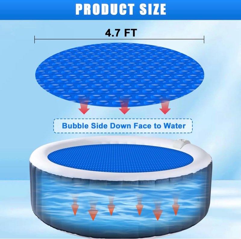 solar bubble hot tub spa cover for 4.7ft round circle inflatable swimming pool blanket thermal floating insulation 16 mil bubble solar covers for indoor outdoor spa hot tub wrap covers 4.7 ft round 8 pack