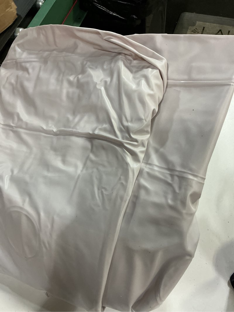 Condition photo showing As Is for simpli comfy inflatable 18” queen air mattress with built in pump self inflating blow up durable heavy duty stay firm comfortable air bed elevated for home guest travel relocate camping