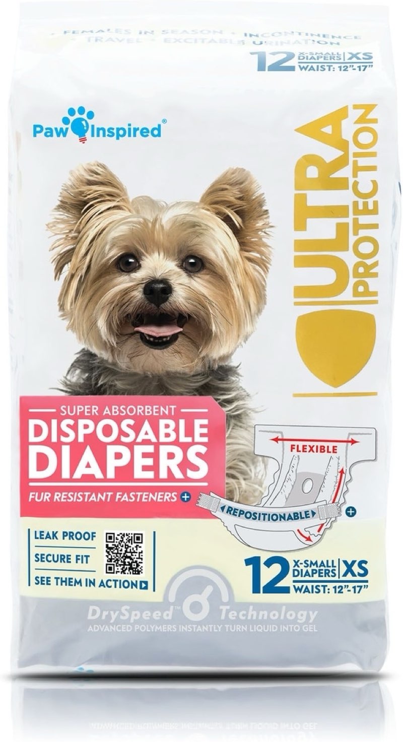 paw inspired disposable diapers, xs, 12-count