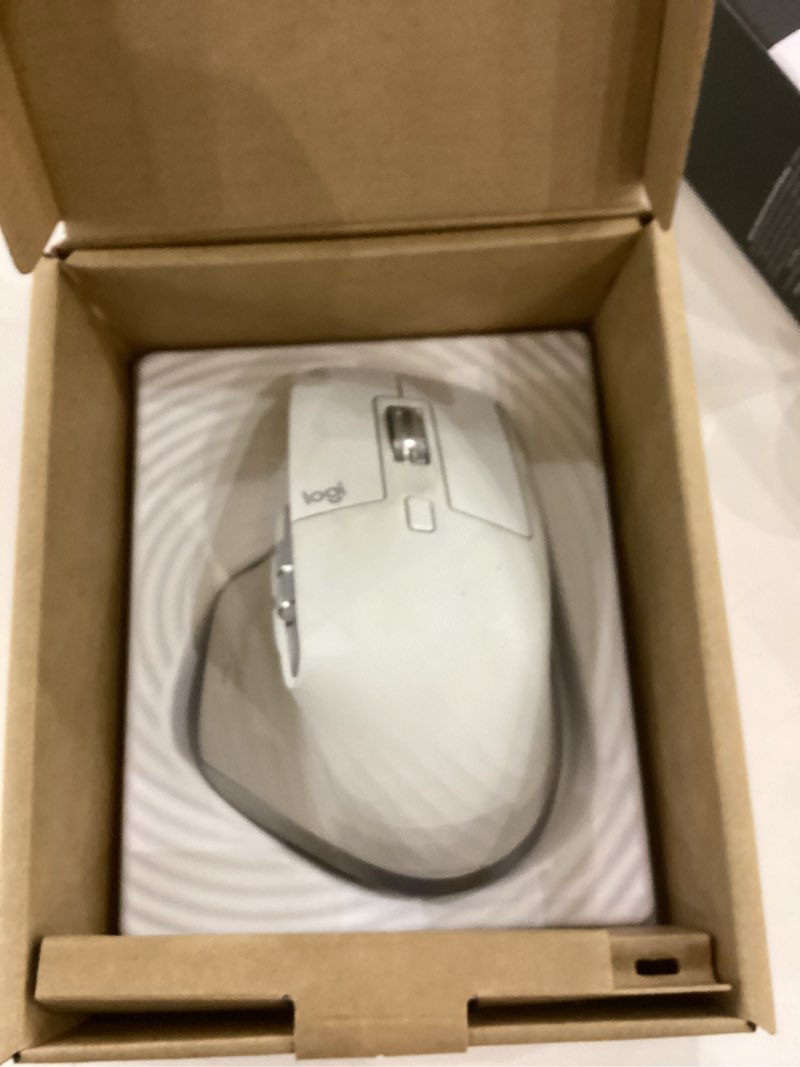 Condition photo showing As Is for Logitech MX Master 4, Ergonomic Wireless Mouse with Advanced Performance Haptic Feedback, Ultra-Fast Scrolling, USB-C Charging, Bluetooth, Windows, MacOS - Pale Gray Pale Gray Mouse