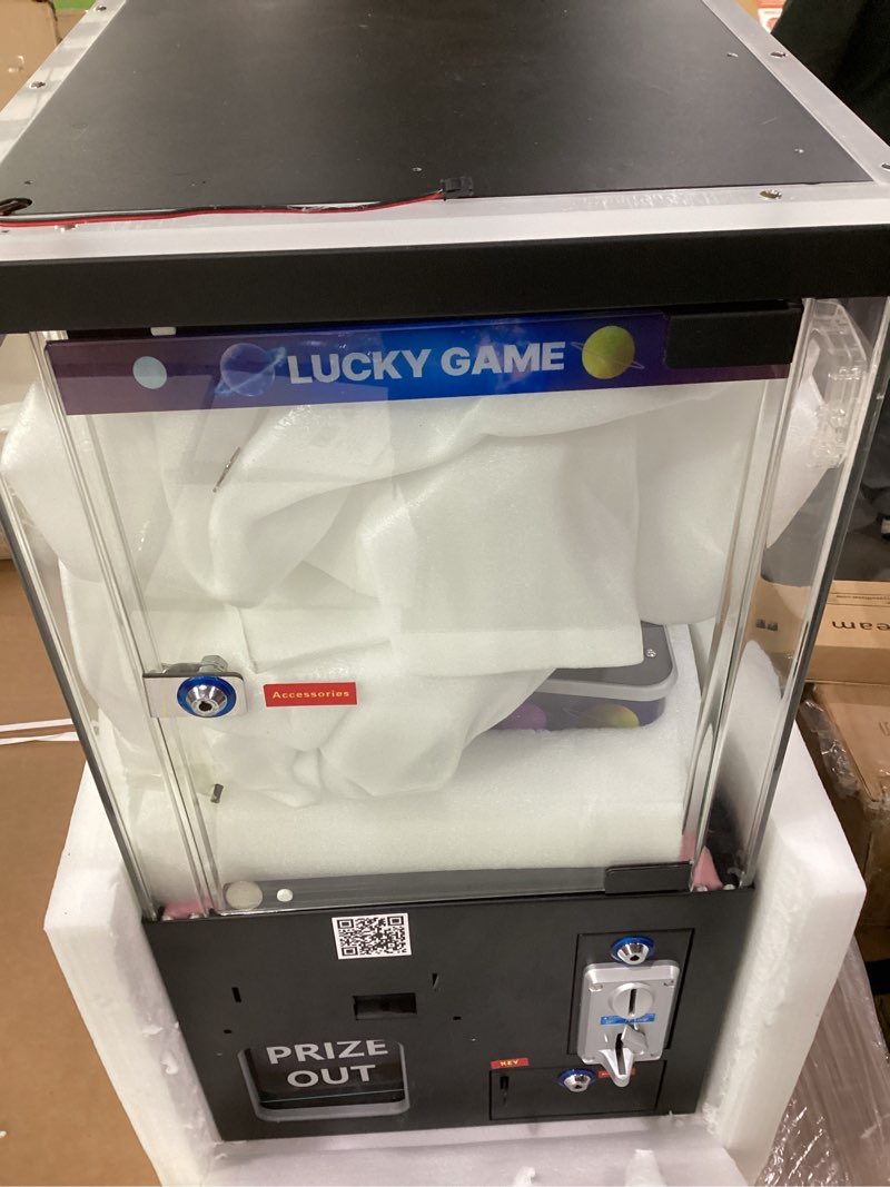 Condition photo showing Good Condition for vevor claw crane machine, medium-sized arcade game machine with light & sound, adjustable difficulty, precise toy candy grabber prize dispenser vending toy, for commercial home cinema, black purple hook-on purple