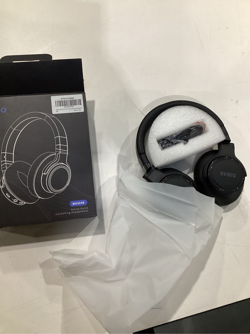 Condition photo showing New/Like New for kvidio active noise cancelling headphones, 70 hours playtime bluetooth headphones wireless with microphone, transparency mode, deep bass and hi-fi stereo sound over ear for travel office black
