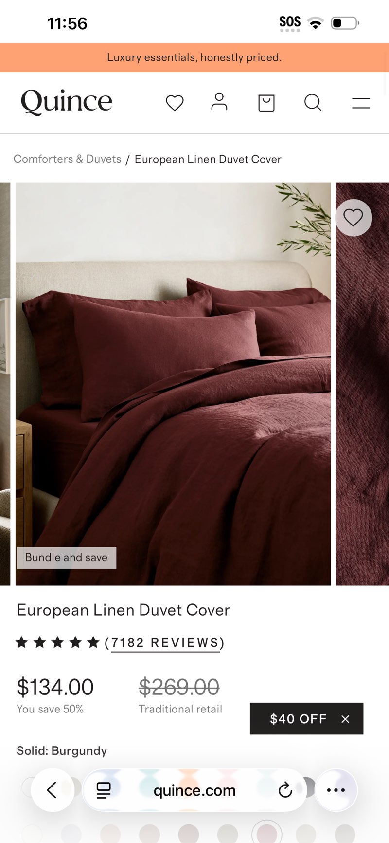european linen duvet cover, full/queen