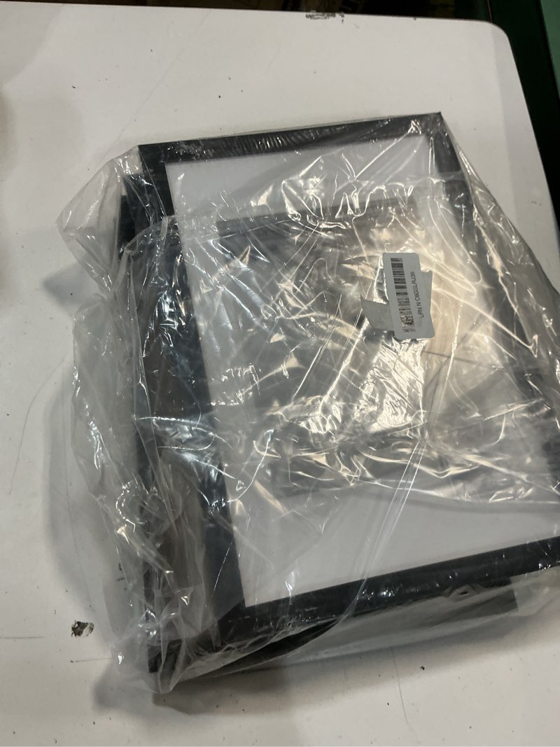 Condition photo showing As Is for upsimples 8x12 picture frame set of 5, display pictures 6x8 with mat or 8 x 12 without, wall gallery photo frames, black black 8x12