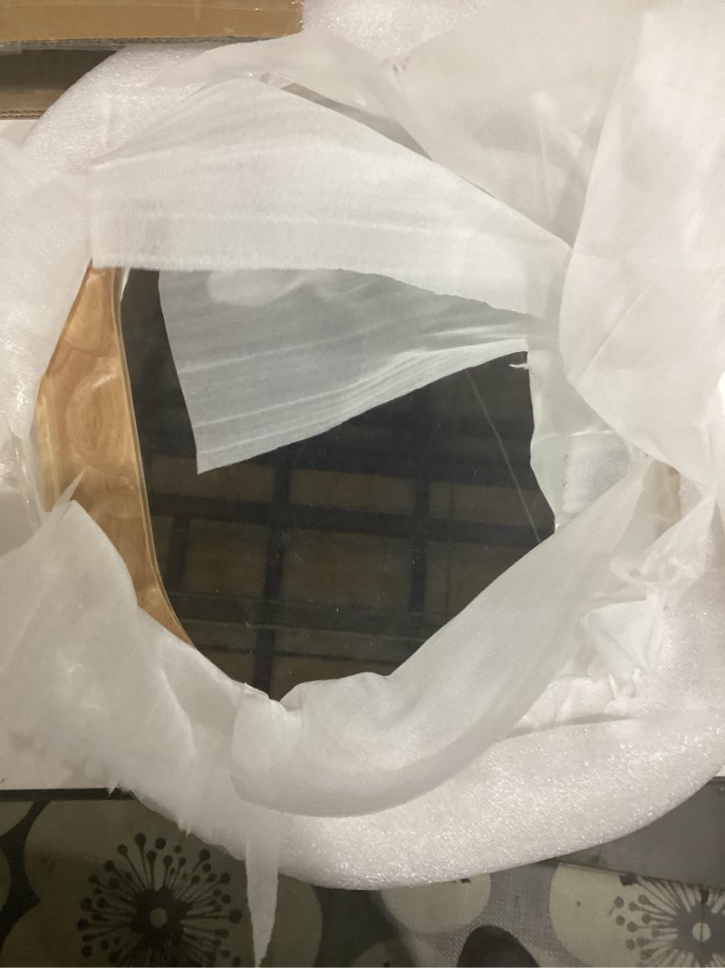 Condition photo showing Good Condition for entryway small mirrors for wall, 16 x 12 inch bathroom wood mirror with carved wooden frame and high-definition glass, boho wall mirror decorative for bathroom, entryway, bedroom, hallway natural-12" x 16"