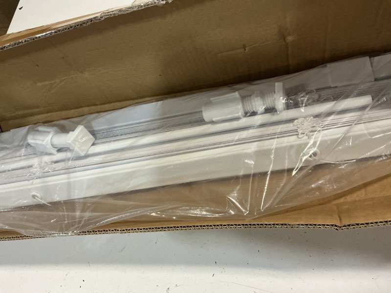 Condition photo showing New/Like New for no tools no drill cordless mini blinds, 1" l-shaped slats light filtering shades, horizontal vinyl blinds for indoor windows, white,22.5" wx 64" h 22.5"wx 64"h