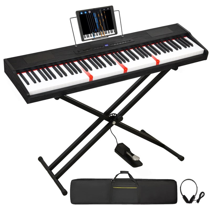 88 Key Piano Keyboard, Semi Weighted Electronic Digital Piano with Music Stand, Power Supply, Sustai