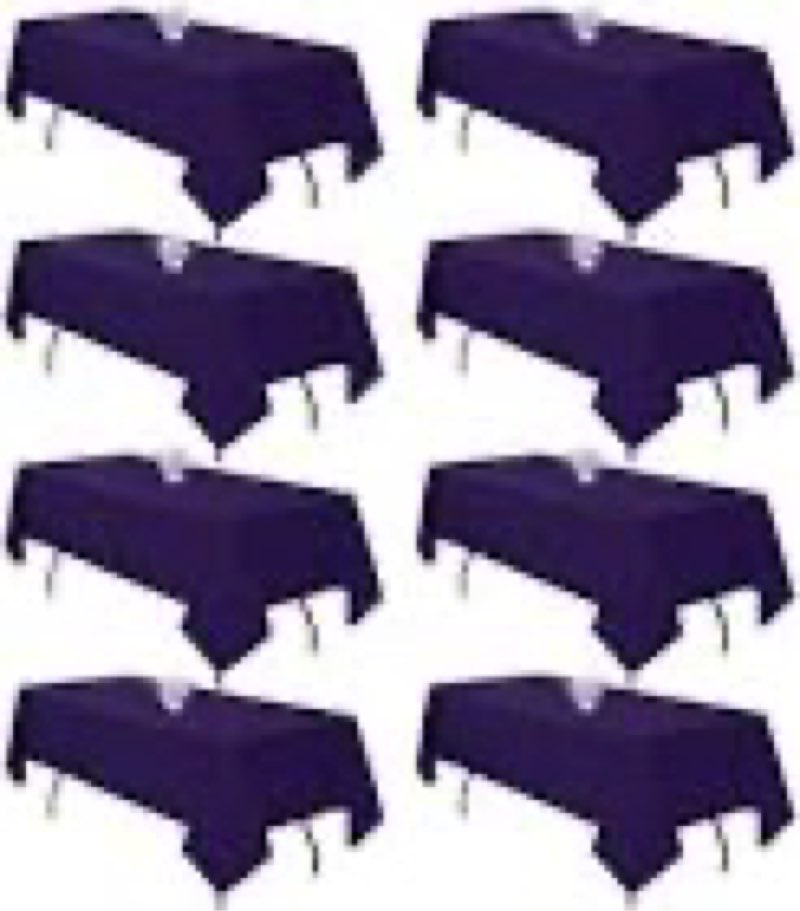 pepmily 8 pack purple tablecloth 60x126 inch rectangle table cloth for 8 foot rectangle tables, wrin