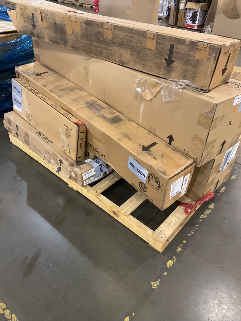 Condition photo showing As Is for signature design by ashley cambeck farmhouse twin panel platform bed with 4 storage drawers, cubbies, sconce light and usb ports, foundation or box spring not needed, whitewash