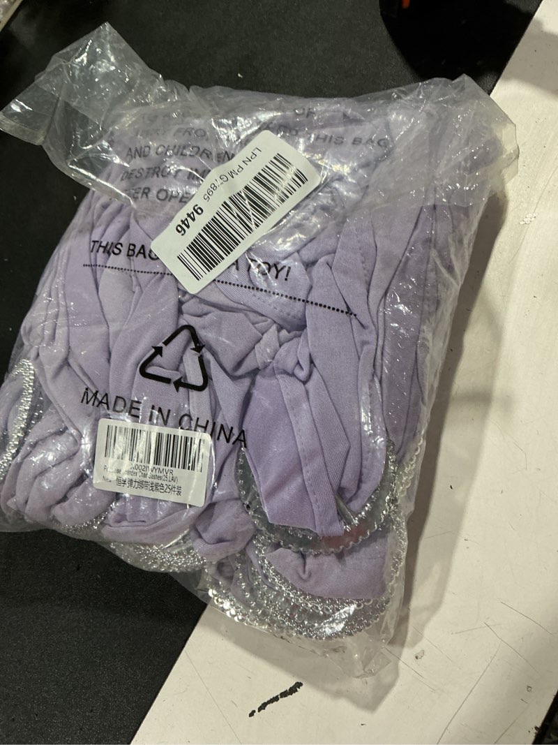 Condition photo showing Good Condition for peomeise 25pcs lavender spandex chair sashes with buckle slider for wedding, party decoration