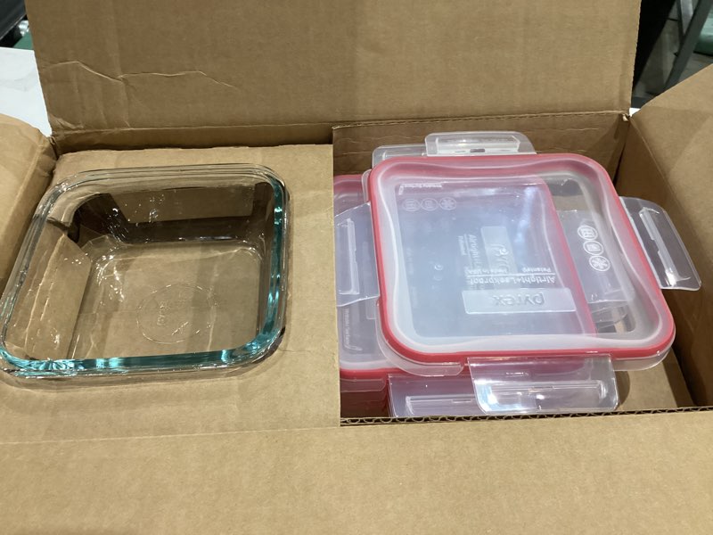 Condition photo showing Good Condition for Pyrex Freshlock (5-Pack, 4 Cup) Glass Food Storage Containers Set, Airtight & Leakproof Plastic Locking Lids BPA-Free, Meal Prep Containers Set, Freezer Dishwasher Microwave Safe 5 Pack (4-Cup)
