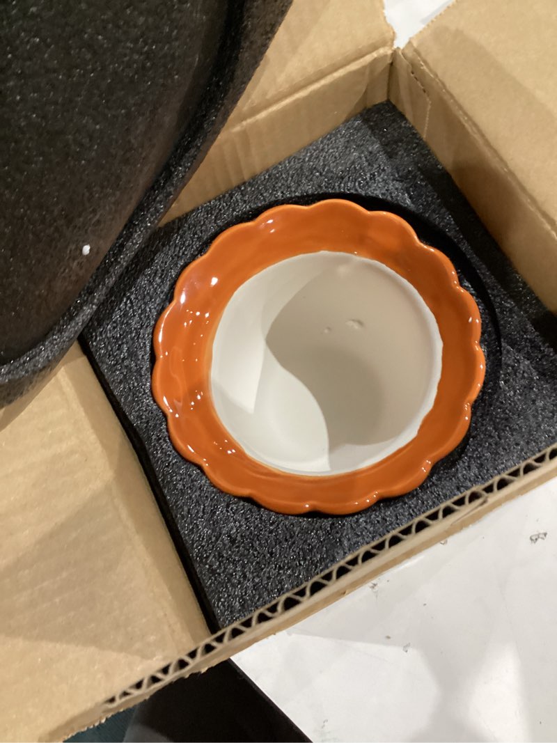 Condition photo showing Good Condition for ceramic self watering planter, 6 inch african violet pots with absorbent inner pot, round self watering pots, ceramic flower pot for plants indoor, porch decor, plant lover gifts for men, red 6 inch red