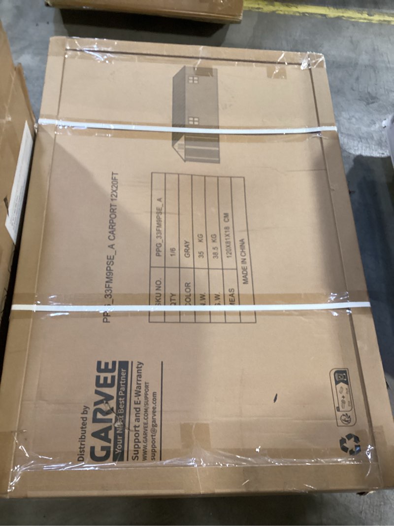 Condition photo showing New/Like New for garveelife 12x20 ft metal carport, enclosed car port with reinforced frame and steel roof for all-weather use, metal garage shed for full-sized pickup trucks