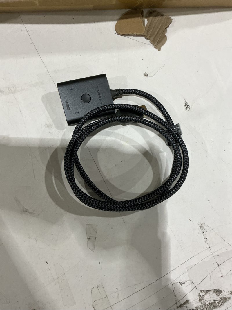 Condition photo showing New/Like New for hdmi switch 2 in 1 out 4k@60hz, warrky[with 3.3ft fixed braided hdmi cable, aluminum case, 2k@144hz, hdcp 2.2] bidirectional 2x1 switcher splitter compatible for ps5/4, xbox, roku, firestick, switch grey