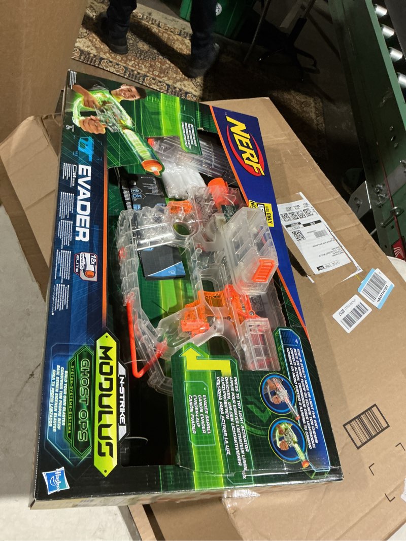 Condition photo showing Good Condition for Nerf Modulus Ghost Ops Evader Motorized Blaster - Light-Up See-Through Blaster and Barrel Extension, Includes 12 Official Elite Darts (Amazon Exclusive) Standard Packaging
