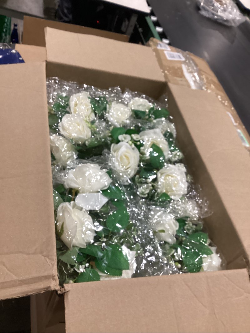 Yunlly Artificial Rose Candle Rings Wreaths 3 Inch Wedding Centerpiece LED Flameless Candles Eucalyptus Rings for Centerpiece for Tables Party Valentine Mother's Day Decoration(White,20 Pcs) White 20