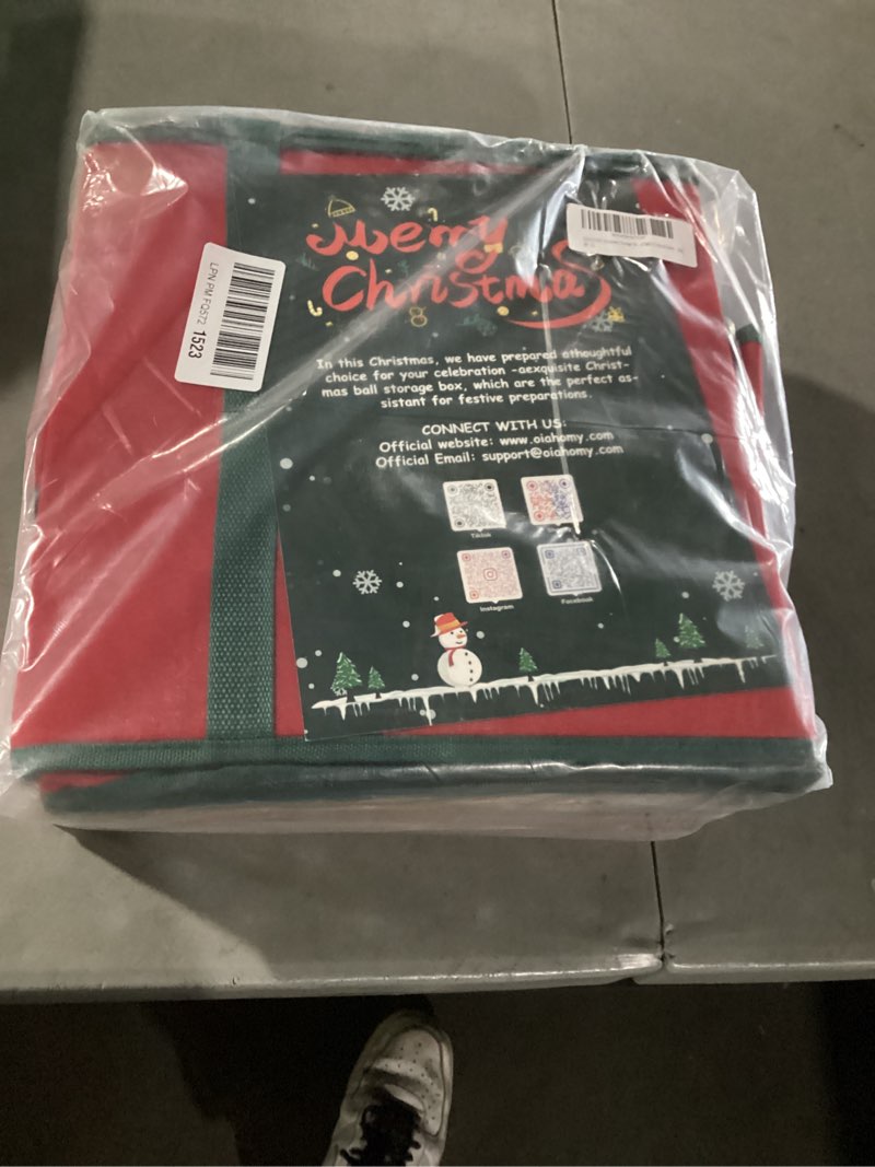 Condition photo showing New/Like New for OIAHOMY Ornament Storage Box Holds 128 Christmas Ornaments, Christmas Ornament Storage Include Trays and Zippers, Ornament Organizer with Handle, Made of 600D Oxford Fabric - Red Red 128 - 3" Ornaments: 25.6" x 13" x 13.4"
