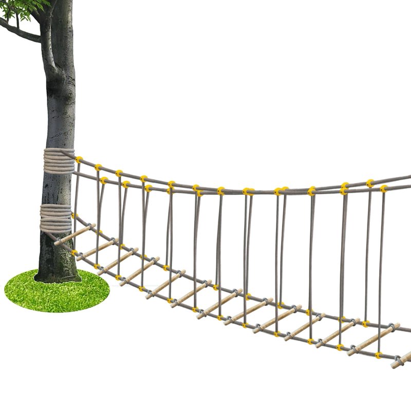 Outdoor Bridge Rope Ladder for Kids Rope Bridge Outdoor Obstacle Course Solid Wood Balance Climbing 
