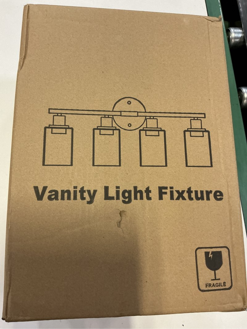 Condition photo showing New/Like New for 4-light bathroom light fixtures, matte black modern vanity lights over mirror with clear glass shade, bathroom wall lamp for mirror kitchen living room hallway cabinet porch bedroom reading room matte black 4-light